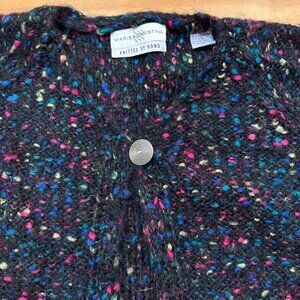 Marisa Christina Vintage Hand-Knitted Cardigan – Black with Multi-Color Thread